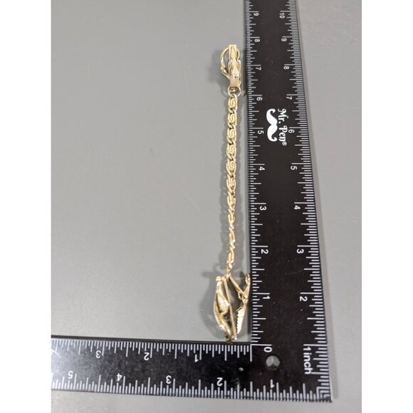 Vintage Gold Tone Sweater Cardigan Clips Byzantine Chain Ornate Scroll - Picture 6 of 6